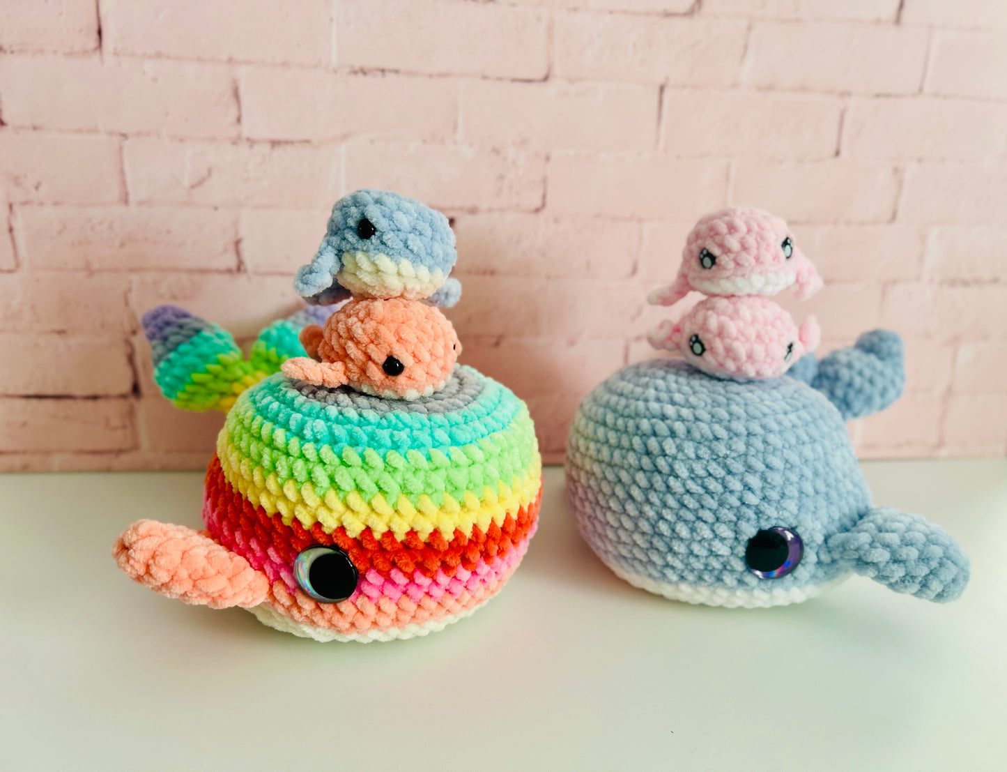 Mumma Whale + Babies - Crochet Soft Toy