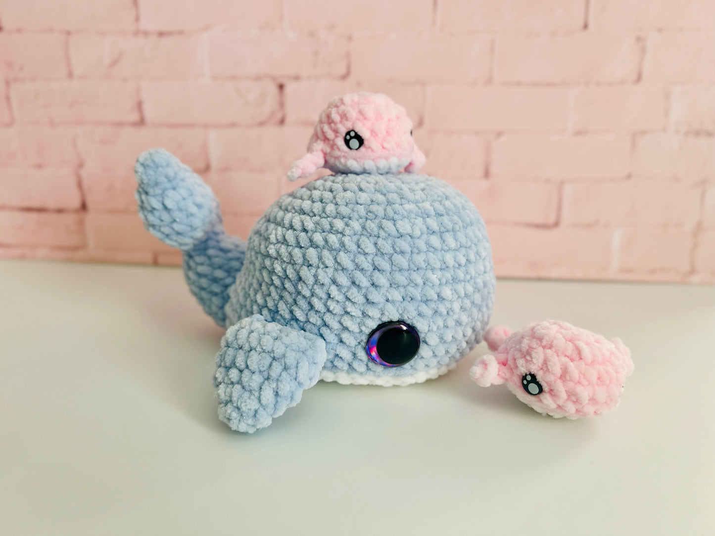 Mumma Whale + Babies - Crochet Soft Toy