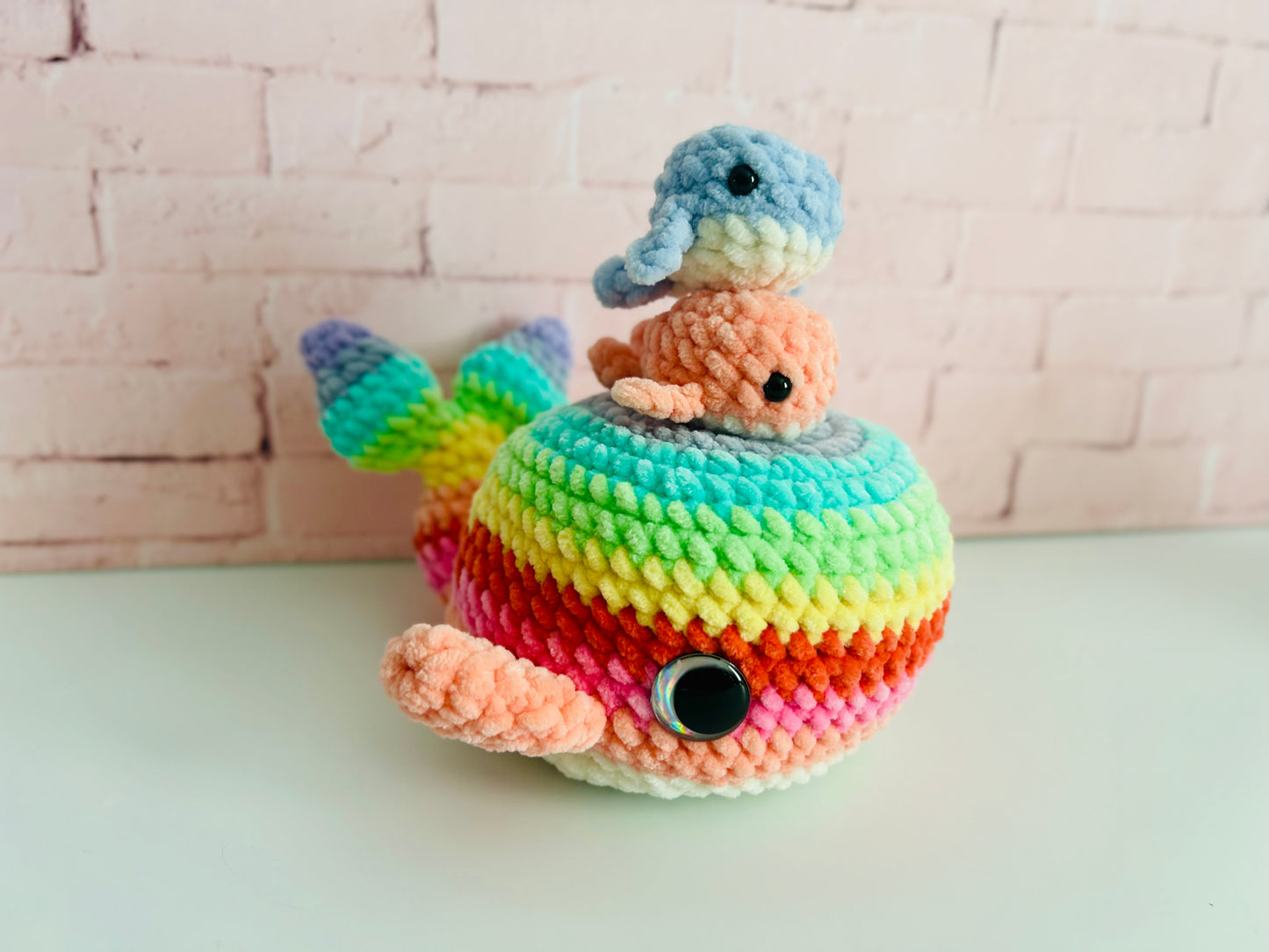 Mumma Whale + Babies - Crochet Soft Toy