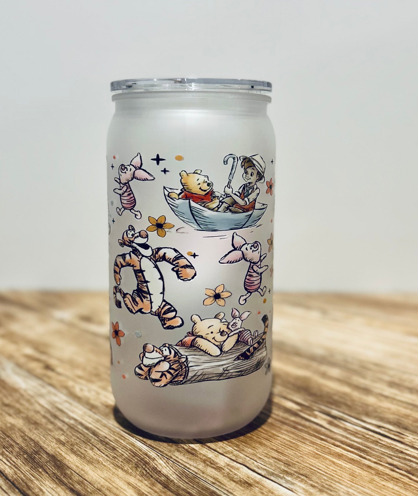 Winnie the Pooh - Libbey Glass, Beer Can Style Drinking Glass