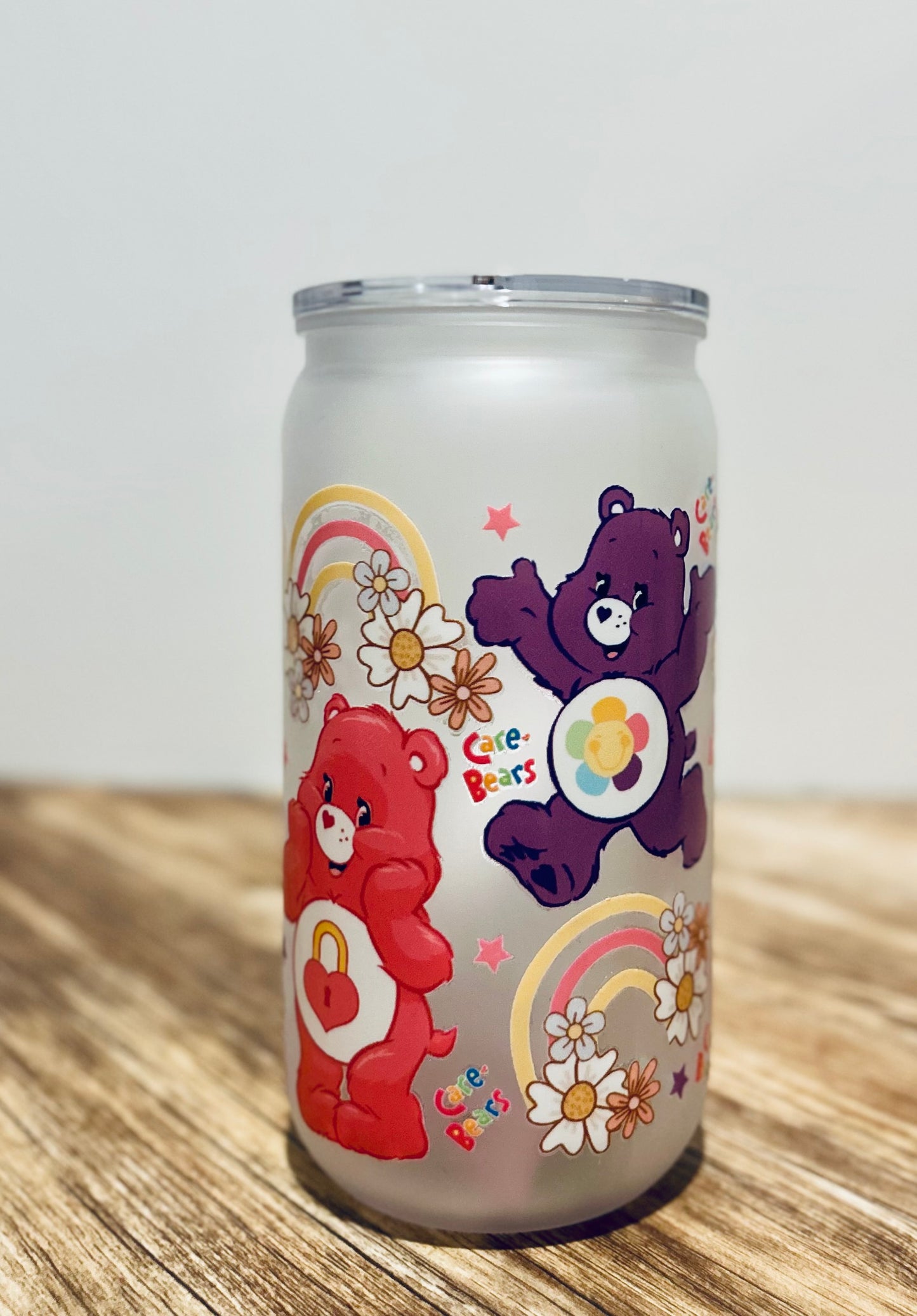 Libbey Glass, Beer Can Style Drinking Glass - Care Bears