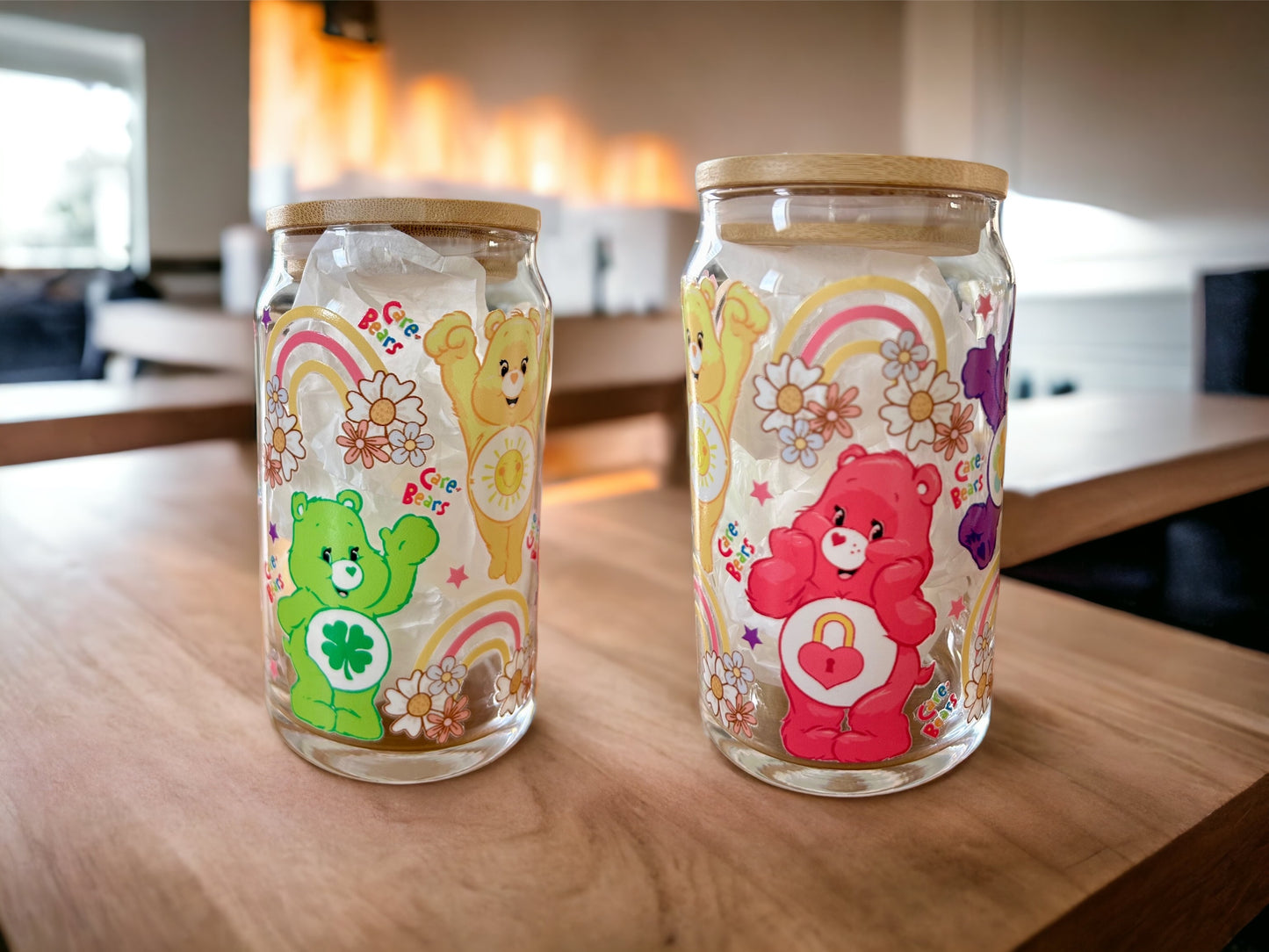 Libbey Glass, Beer Can Style Drinking Glass - Care Bears