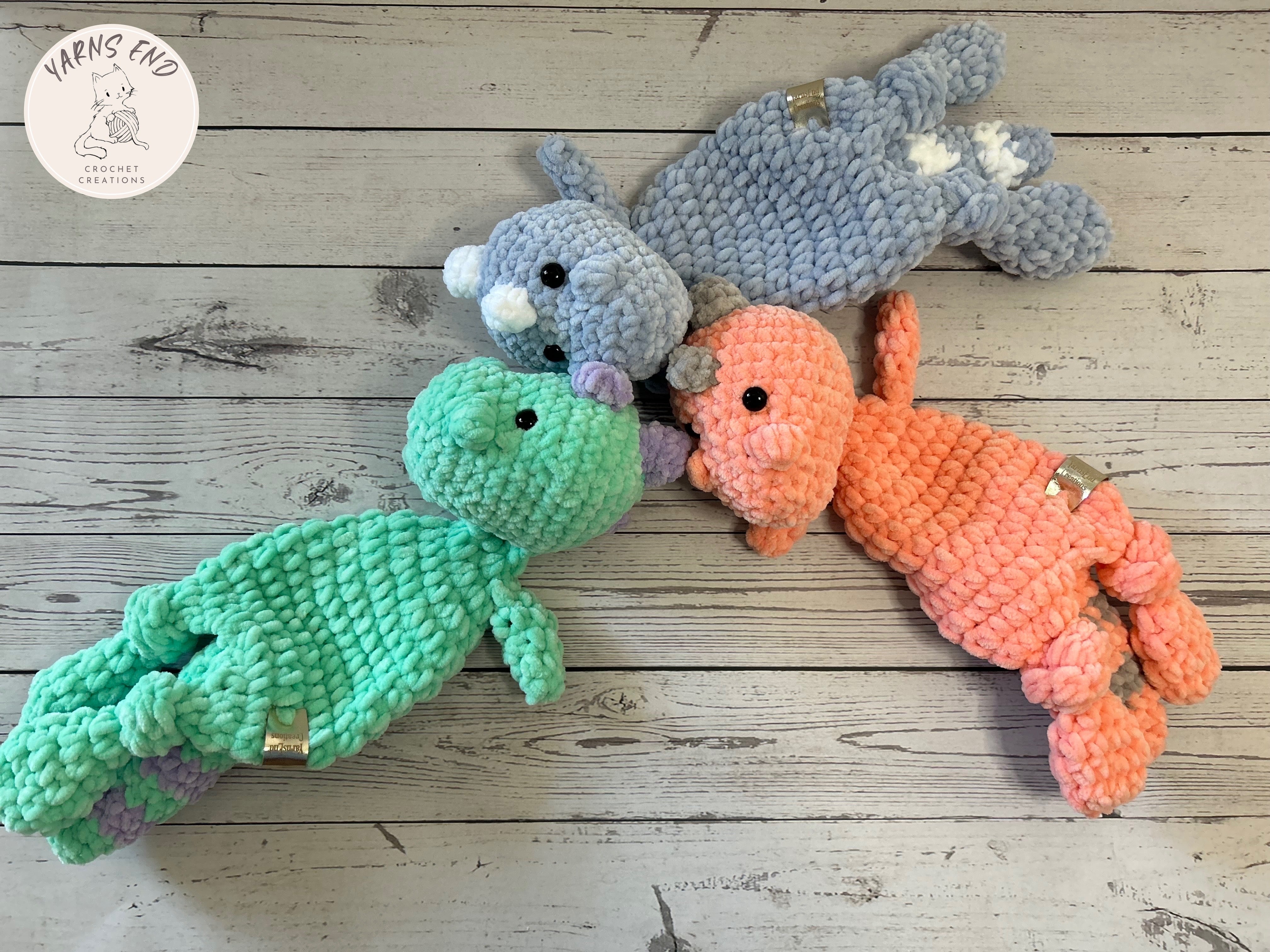 Crochet dinosaur lovey, plush dinosaur snuggler, baby snuggle blanket, toddler boy gift, dinosaur good nursery decor